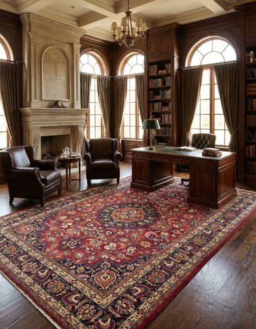 8' 4 x 11' 10 Hand Knotted Mashad Persian Wool Rug