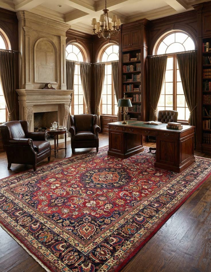 Detail image of 8' 4 x 11' 10 Hand Knotted Mashad Persian Wool Rug