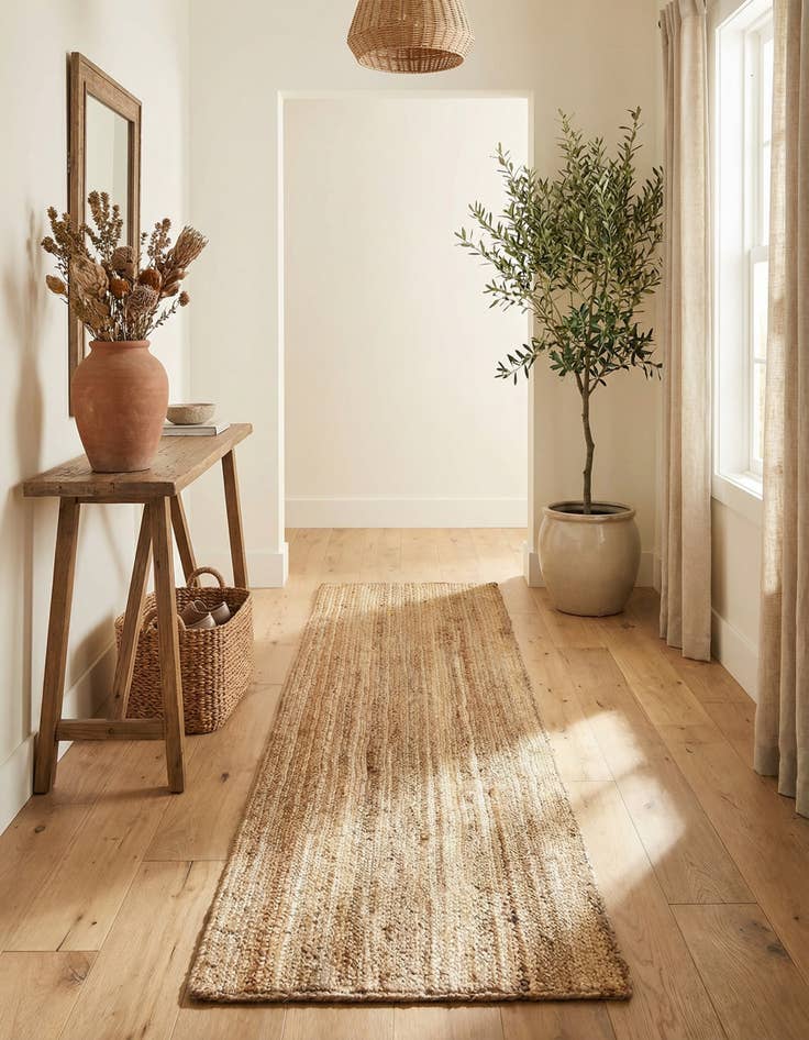 Detail image of  2' 7 x 16' 5  Hand Braided Jute Runner Rug