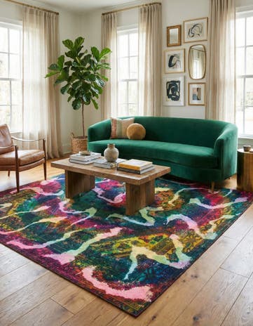 6' 6 x 6' 10 Hand Knotted Ultra Vintage Persian Wool Square Rug