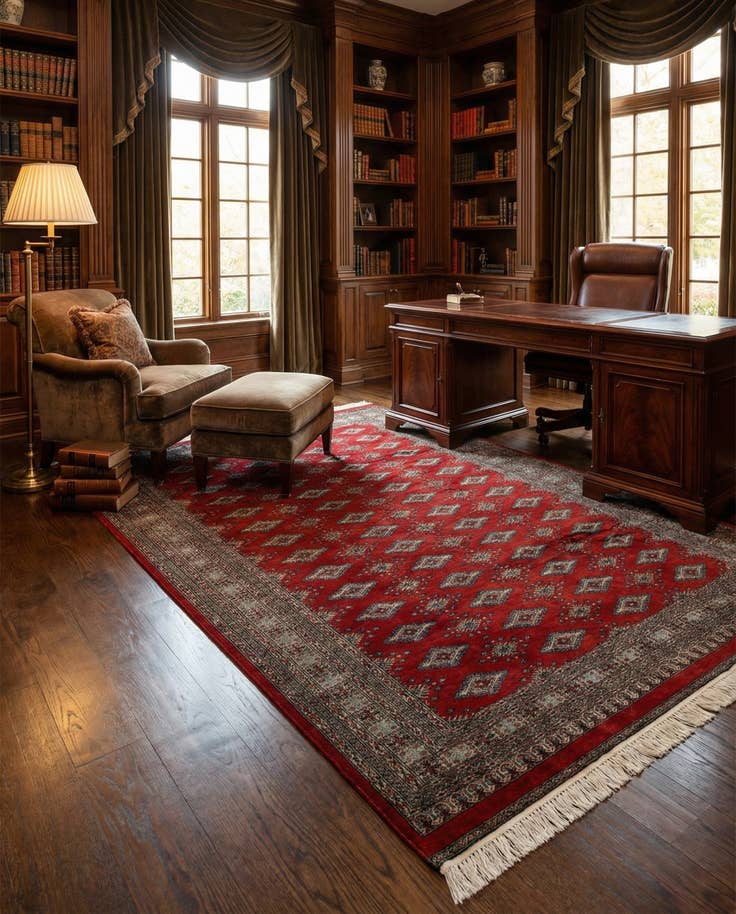 Detail image of 7' 4 x 9' 8 Hand Knotted Bokhara Oriental Wool Rug