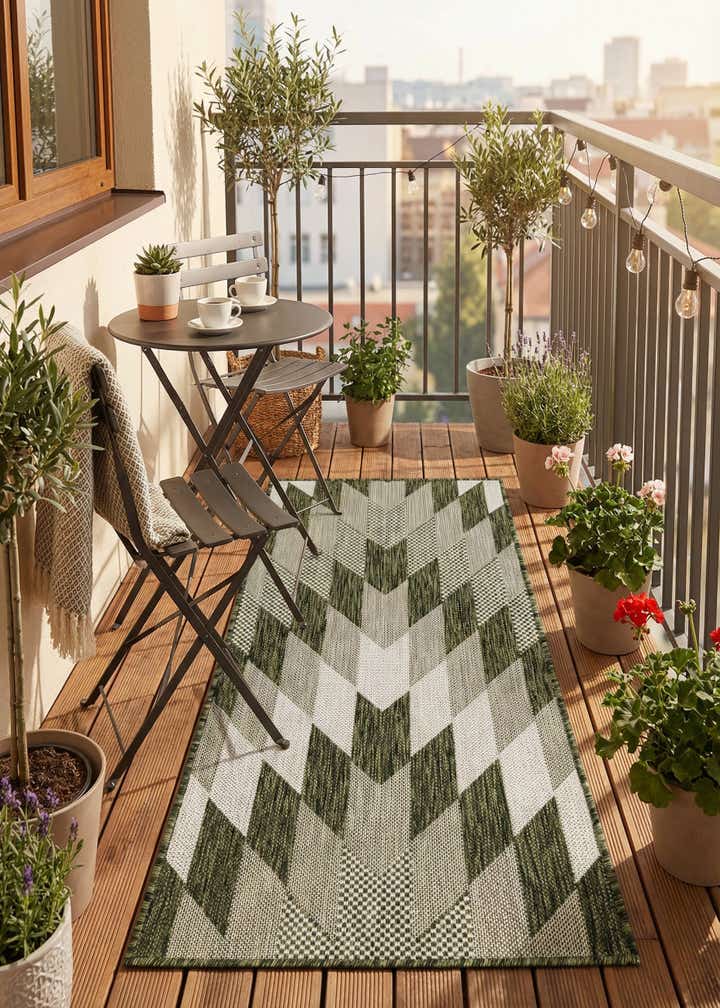 2' x 4' Easy-Clean Modern Indoor / Outdoor Runner Rug