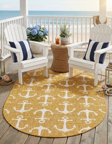 3' x 5' 3 Easy-Clean Coastal Indoor / Outdoor Oval Rug