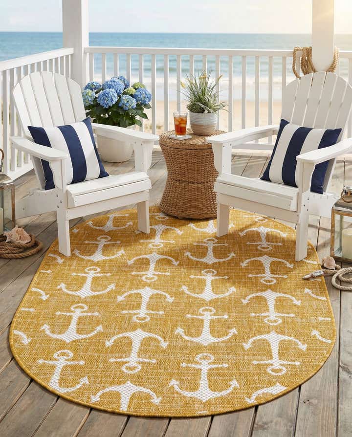 3' x 5' 3 Easy-Clean Coastal Indoor / Outdoor Oval Rug
