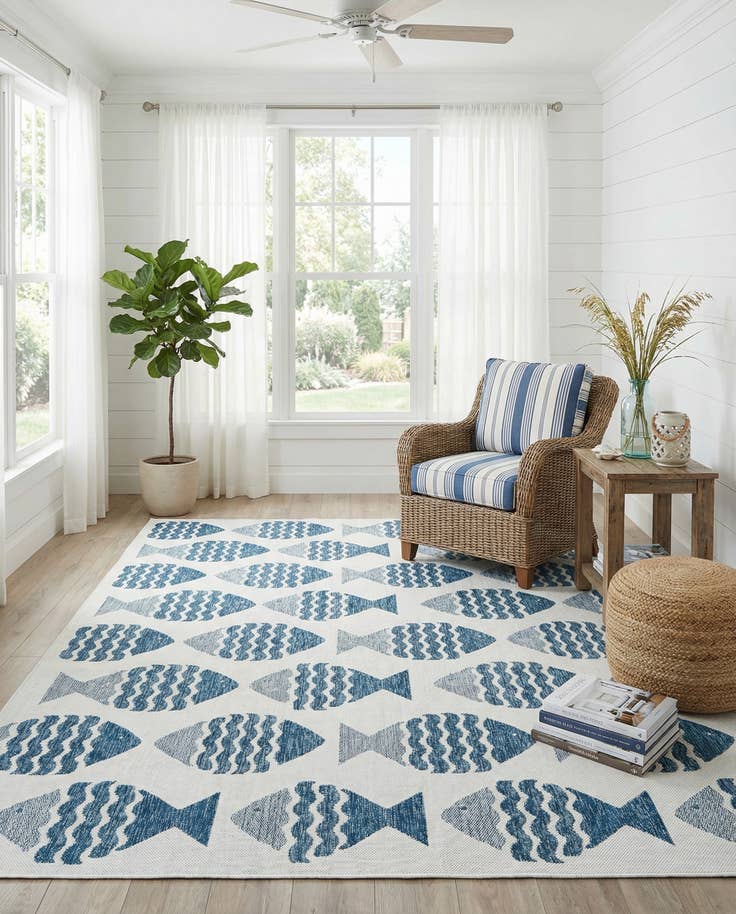 Detail image of 7' x 10' Easy-Clean Coastal Indoor / Outdoor Rug