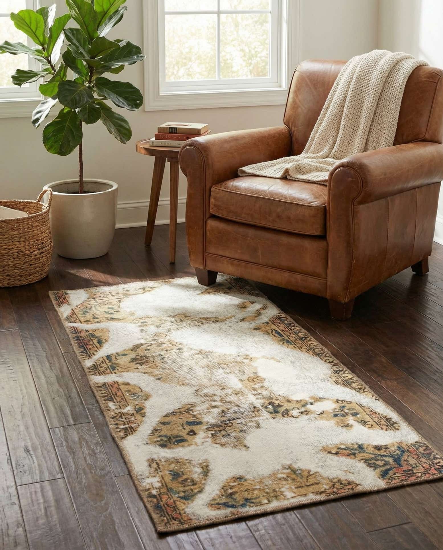 2' 4 x 5' Hand Knotted Ultra Vintage Persian Wool Rug