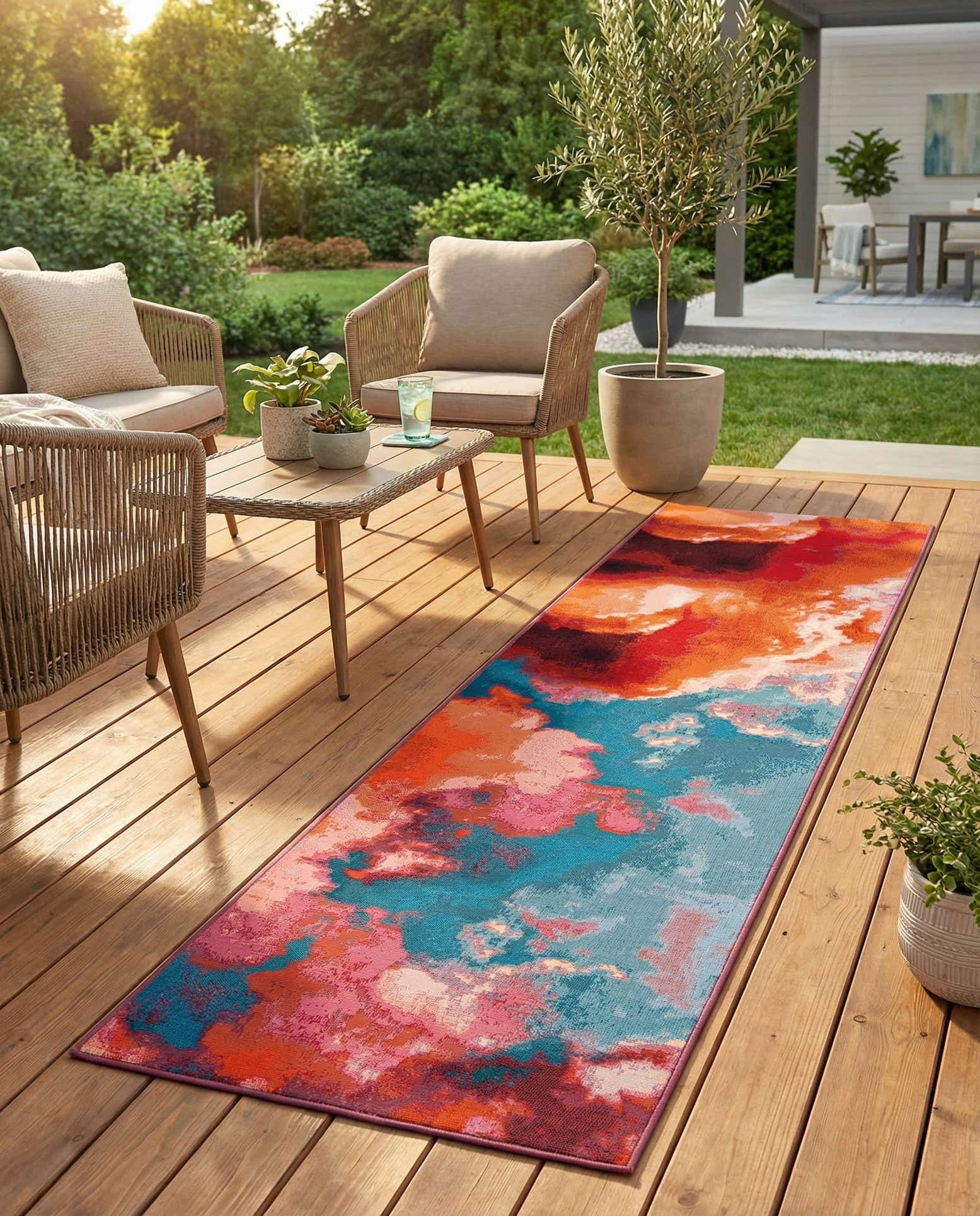 2' 7 x 10' Easy-Clean Modern Indoor / Outdoor Runner Rug