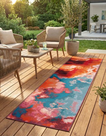 2' 7 x 10' Easy-Clean Modern Indoor / Outdoor Runner Rug