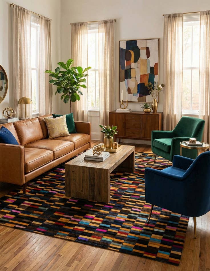 Detail image of  4' 11 x 8' Cowhide - Patchwork Rug