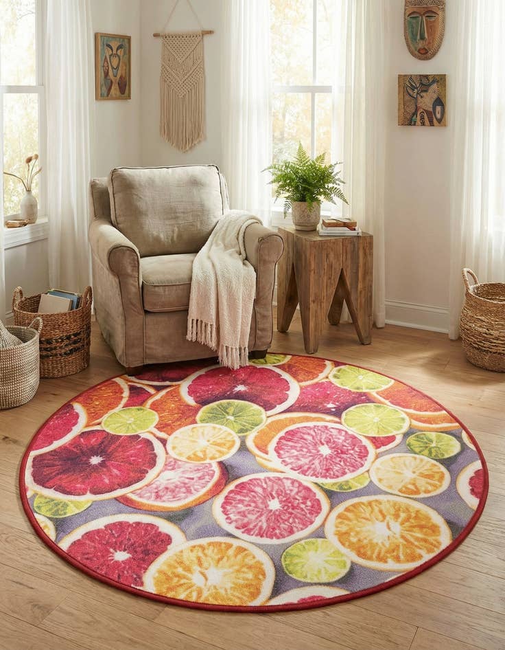 Detail image of 3' 3 x 3' 3  Washable Jill Zarin Caribbean Indoor / Outdoor Round Rug
