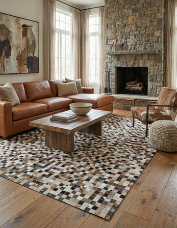 5' 1 x 8' Cowhide Leather Rug