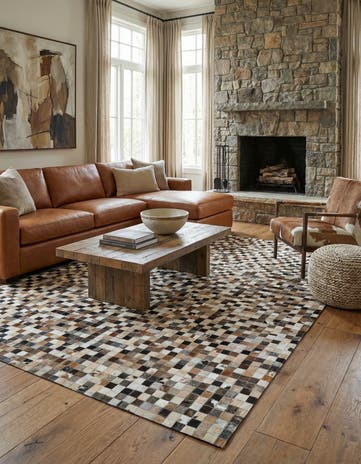 5' 1 x 8' Cowhide Leather Rug