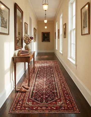 3' 10 x 11' Hand Knotted Hossainabad Persian Wool Runner Rug
