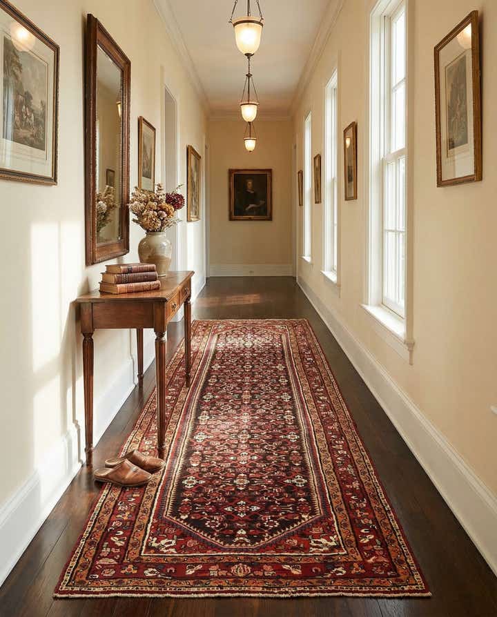 3' 10 x 11' Hand Knotted Hossainabad Persian Wool Runner Rug
