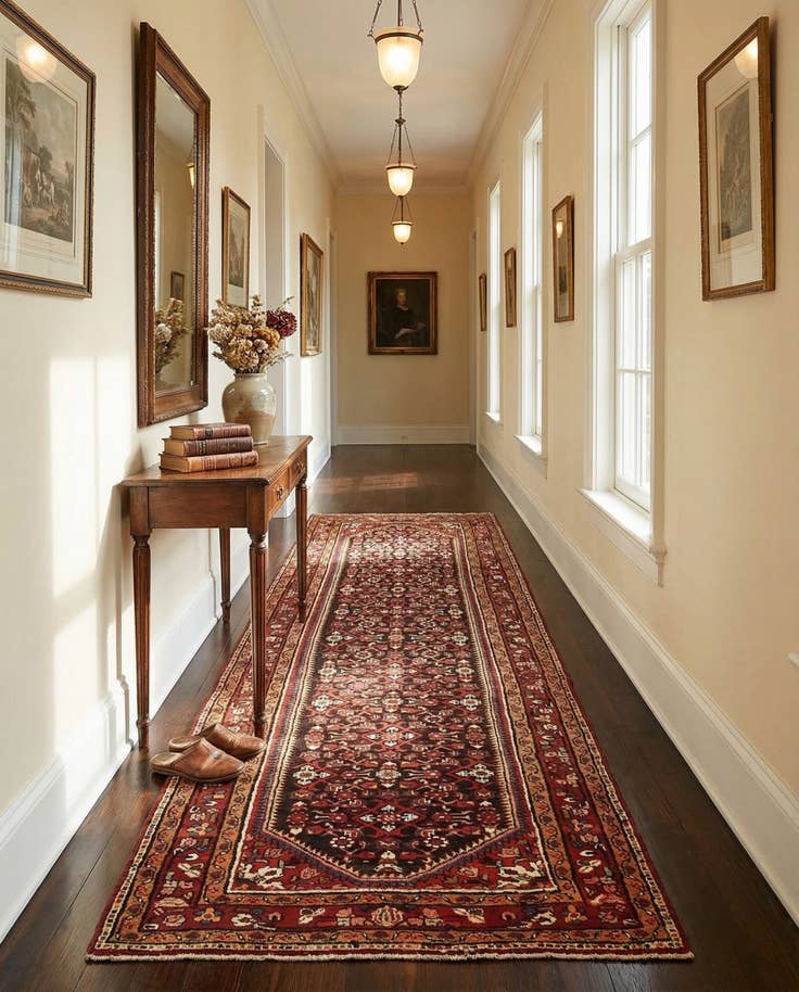 Detail image of 3' 10 x 11' Hand Knotted Hossainabad Persian Wool Runner Rug