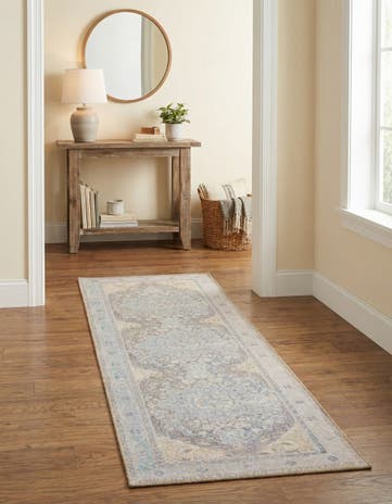Cream Washable Timeless Runner Rug