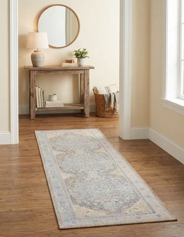 Cream Washable Timeless Runner Rug