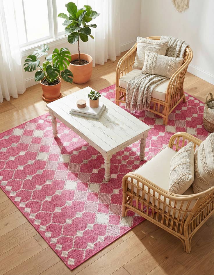 Detail image of 5' 3 x 8'  Washable Trellis Indoor / Outdoor Rug