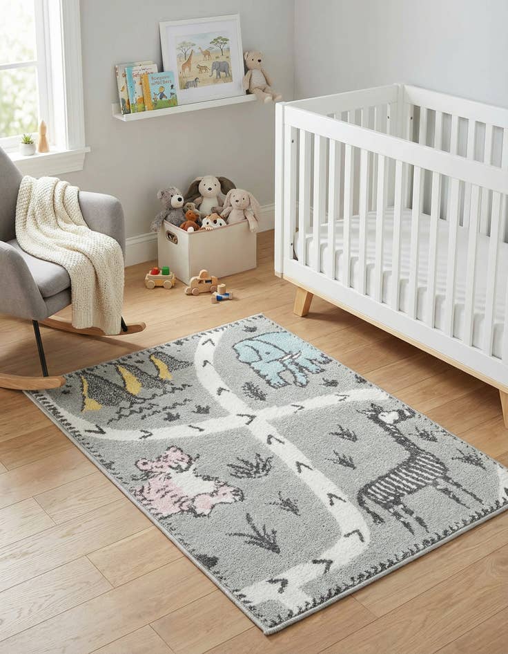 Detail image of 2' 2 x 3' Animals Whimsy Kids Rug