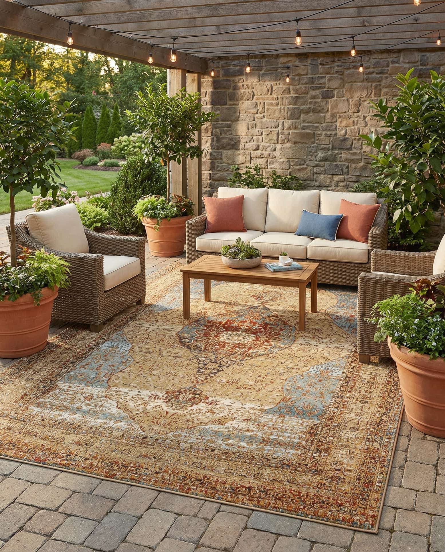10' x 14' Easy-Clean Traditional Indoor / Outdoor Rug