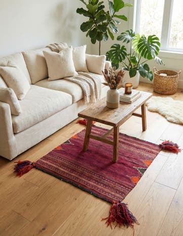 3' 1 x 3' 6 Hand Woven Kilim Modern Wool Square Rug