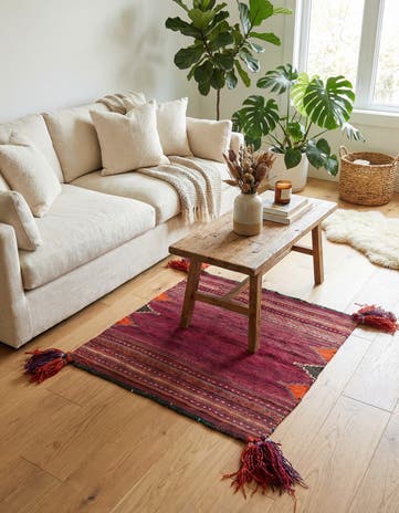 3' 1 x 3' 6 Hand Woven Kilim Modern Wool Square Rug