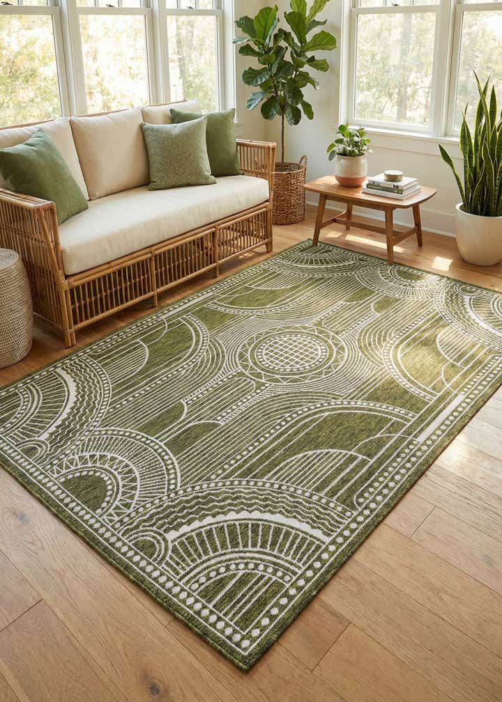 6' x 9' Easy-Clean Traditional Indoor / Outdoor Rug