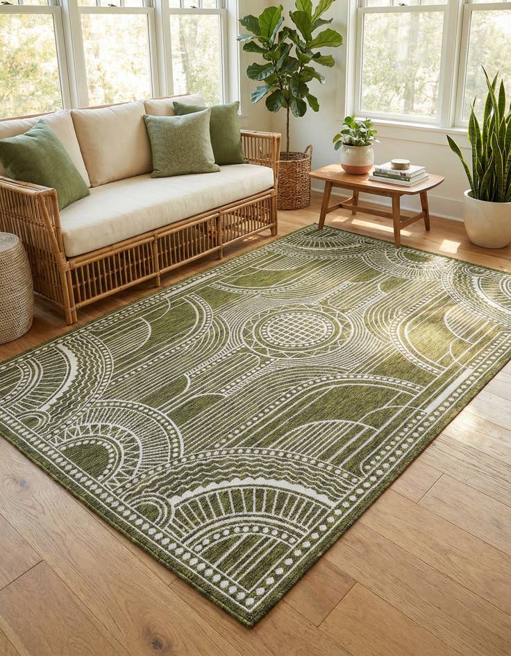 Detail image of  6' x 9'  Washable Traditional Indoor / Outdoor Rug