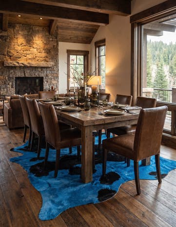 5' 10 x 6' 1 Cowhide Leather Table Runner Rug