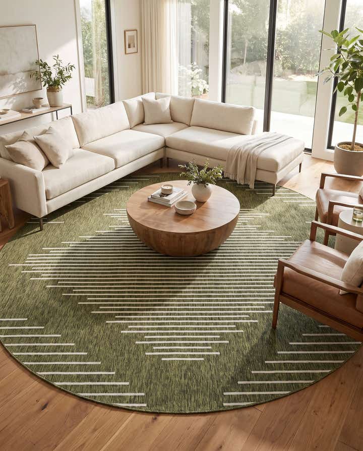 10' 8 x 10' 8 Easy-Clean Modern Indoor / Outdoor Round Rug