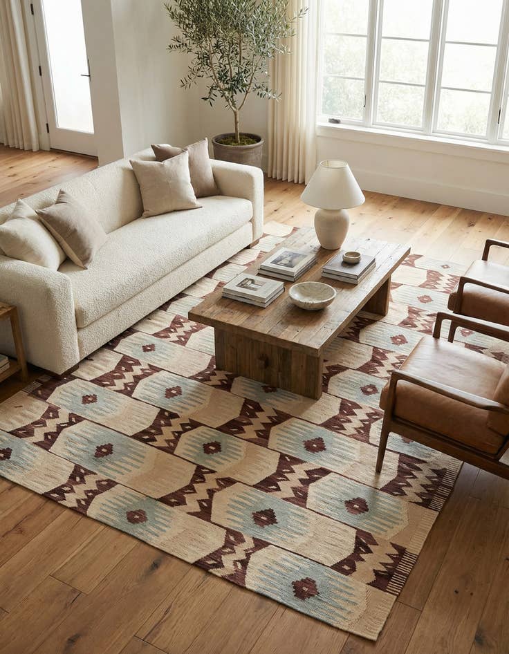 Detail image of 6' 8 x 9' 10  Hand Woven Kilim Modern Wool Rug