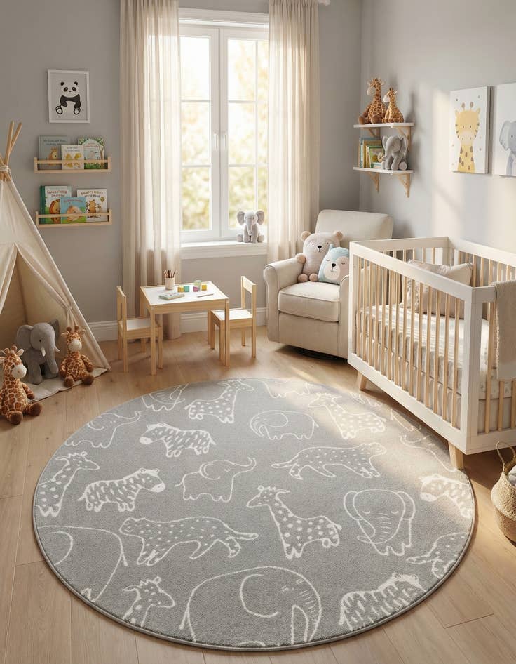 Detail image of 7' x 7' Whimsy Kids Round Rug
