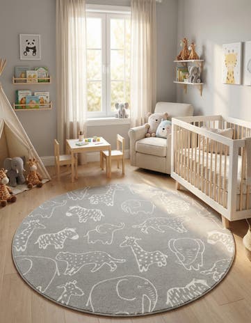 7' x 7' Whimsy Kids Round Rug
