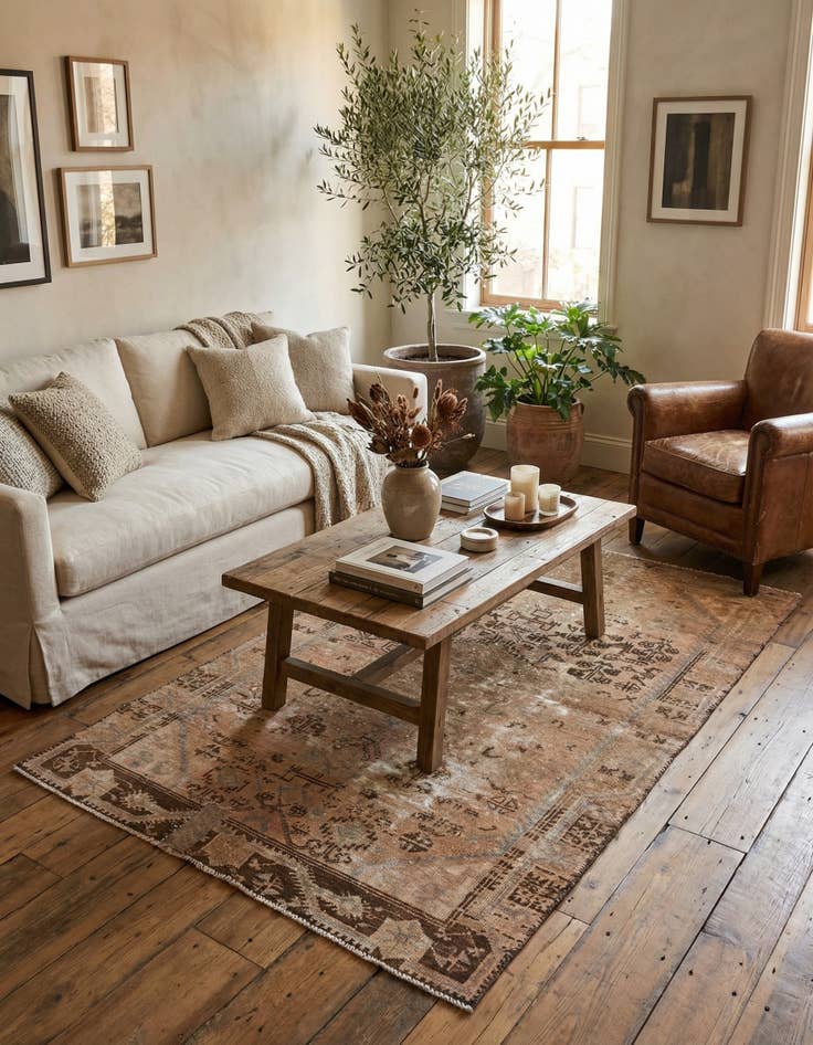 Detail image of  3' 10 x 7' 1  Hand Knotted Ultra Vintage Persian Wool Rug