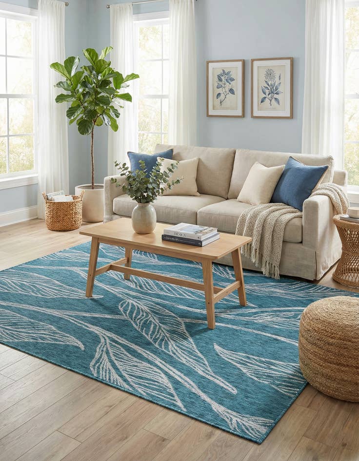 Detail image of  6' x 9'  Washable Botanical Indoor / Outdoor Rug