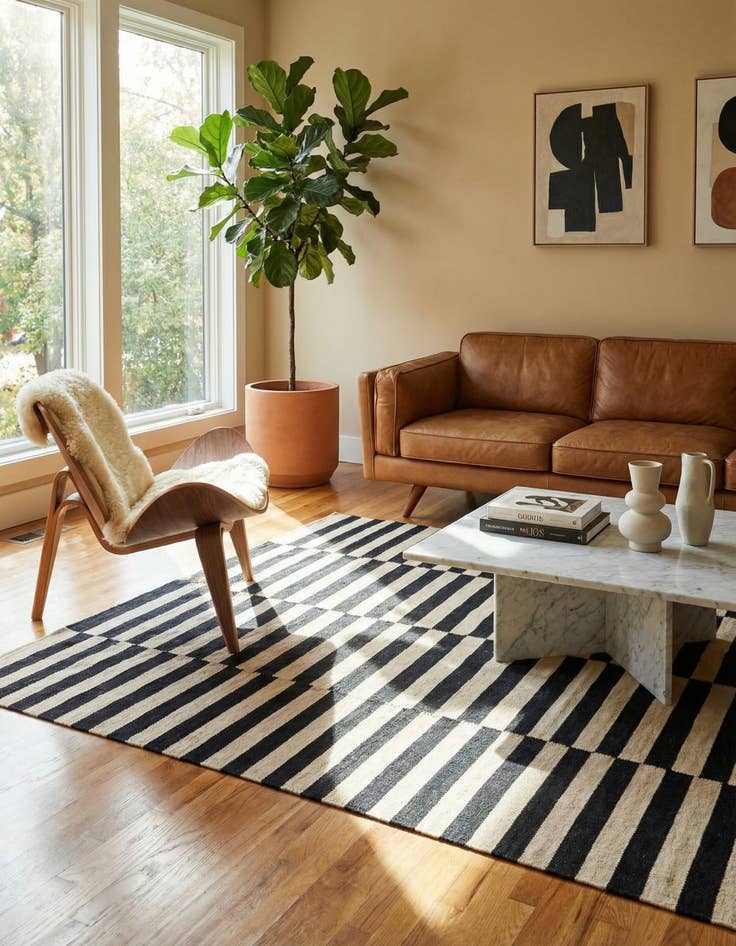 Detail image of 5' 5 x 7' 11  Hand Woven Kilim Modern Wool Rug