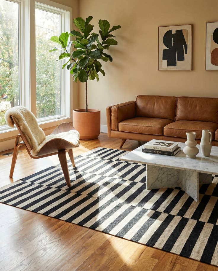 Detail image of 5' 5 x 7' 11 Hand Woven Kilim Modern Wool Rug