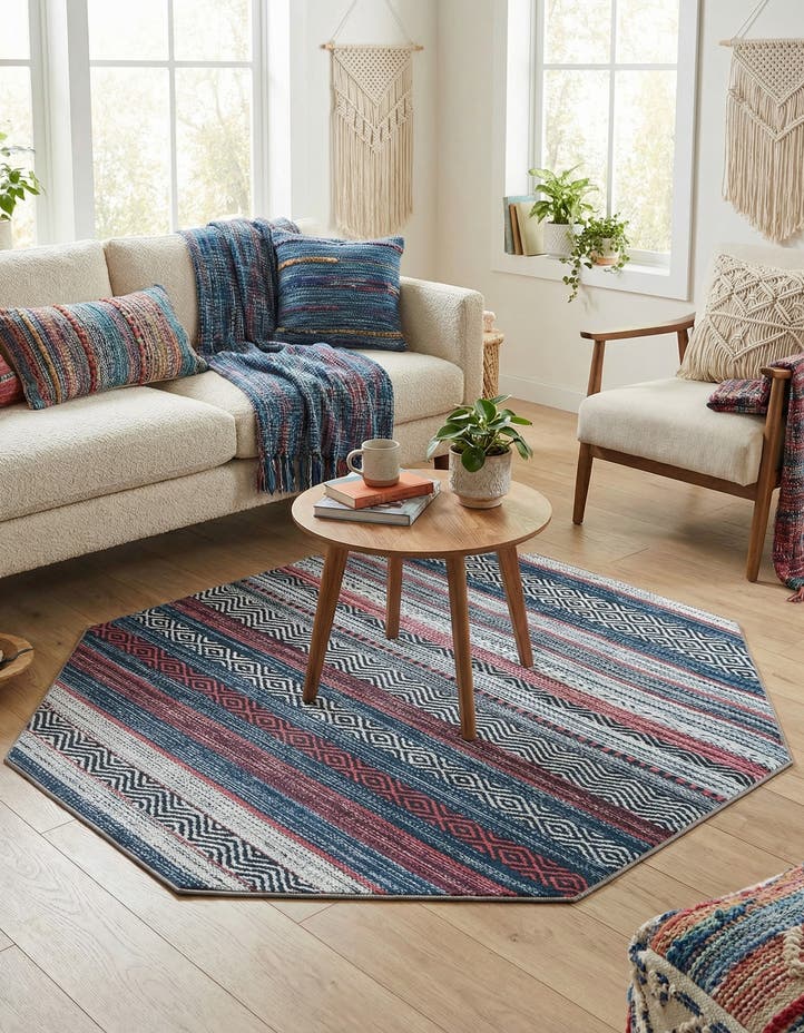 5' 3 x 5' 3 Washable Yara Octagon Rug