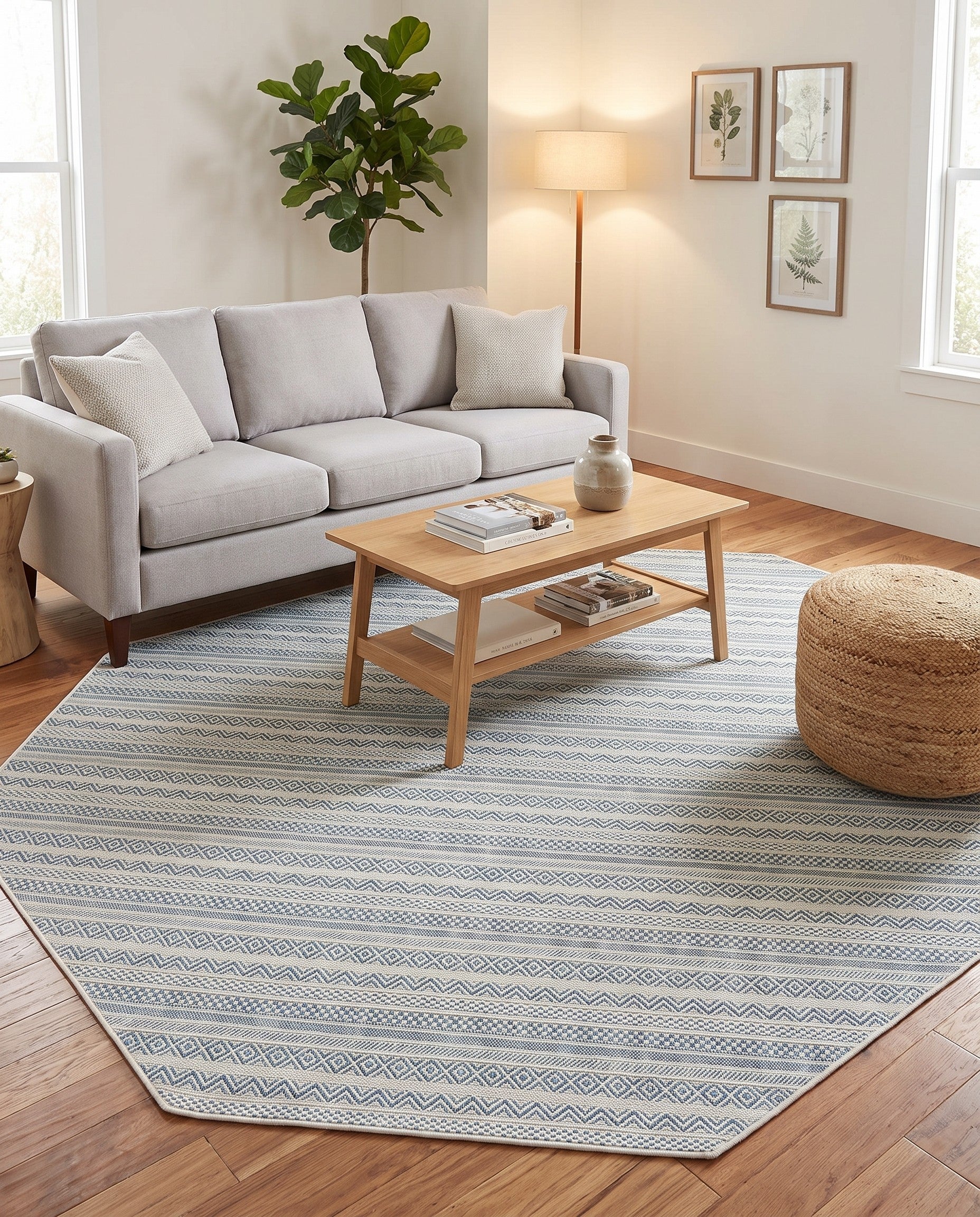 7' 10 x 7' 10 Easy-Clean Ribbon Indoor / Outdoor Octagon Rug