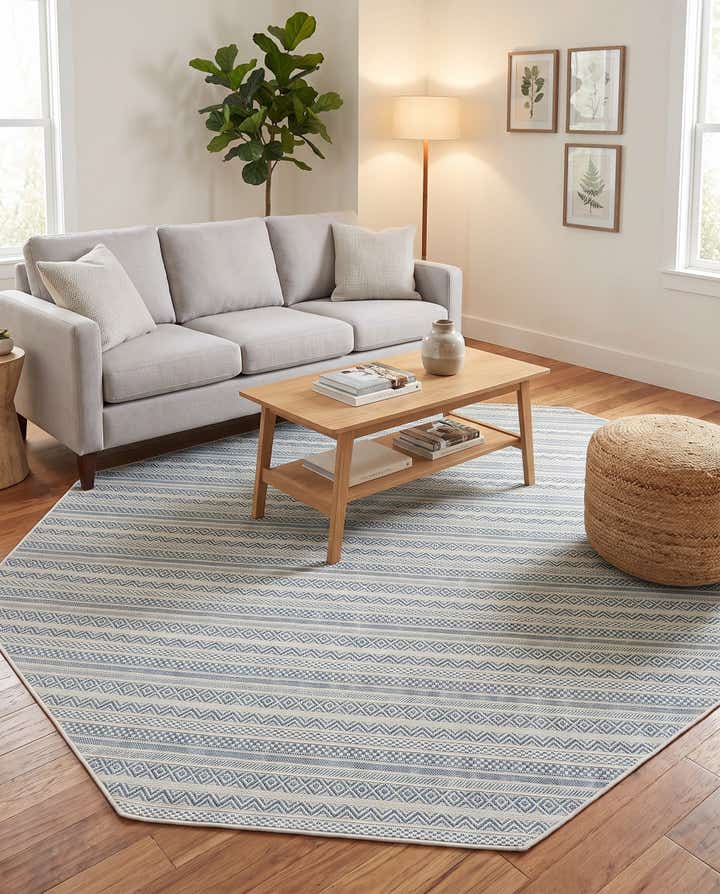 7' 10 x 7' 10 Easy-Clean Ribbon Indoor / Outdoor Octagon Rug