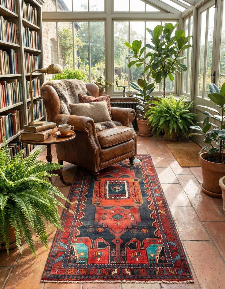 Detail image of 4' 1 x 9' 5 Hamedan Rug