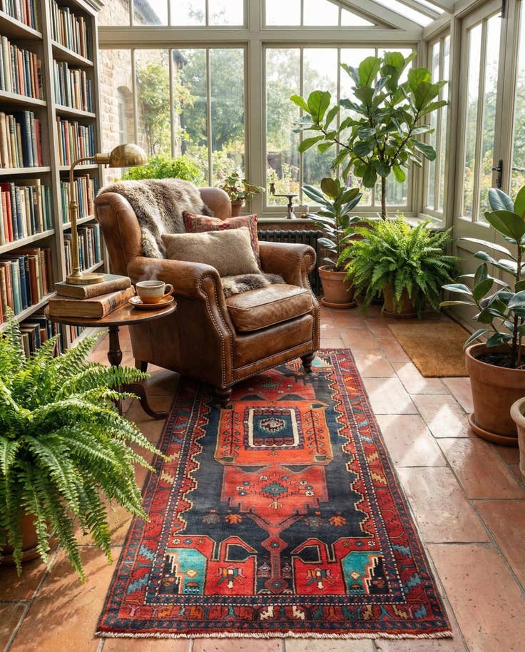 Detail image of 4' 1 x 9' 5 Hamedan Rug