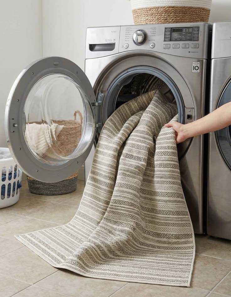 Detail image of 7' x 10'  Washable Striped Indoor / Outdoor Rug