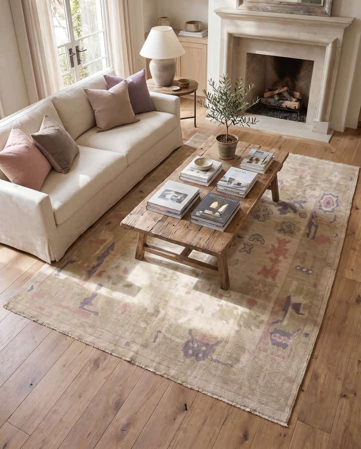 4' 7 x 6' 1 Hand Knotted Oushak Wool Rug