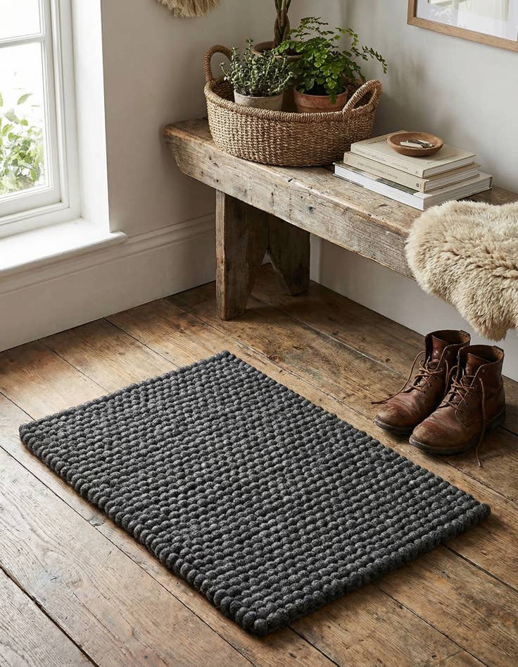 Detail image of  1' 2 x 1' 10 Felt Ball Wool Rug