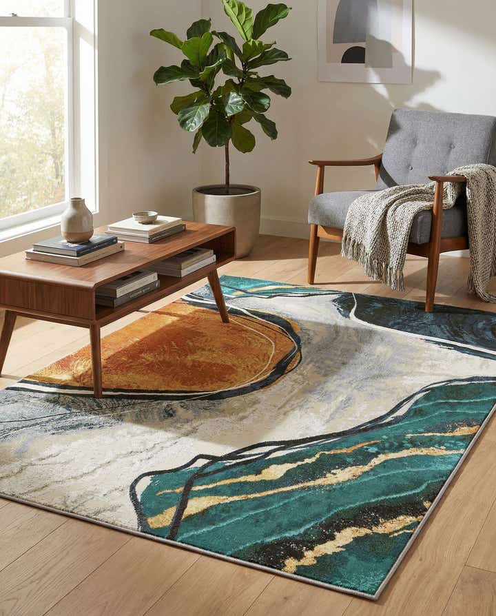 4' 1 x 6' 1 Easy-Clean Modern Indoor / Outdoor Rug