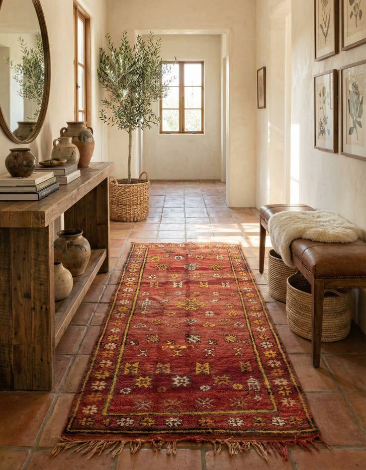 Detail image of 4' 3 x 8' 9  Hand Knotted Moroccan Wool Runner Rug