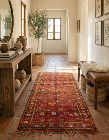 4' 3 x 8' 9 Hand Knotted Moroccan Wool Runner Rug