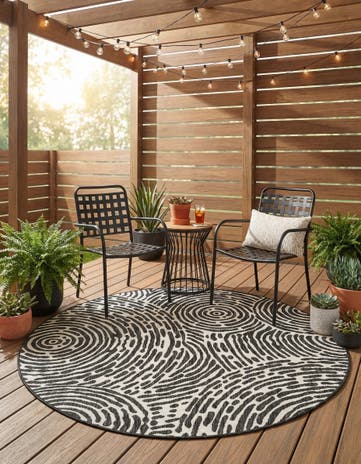 6' x 6' Easy-Clean Modern Indoor / Outdoor Round Rug