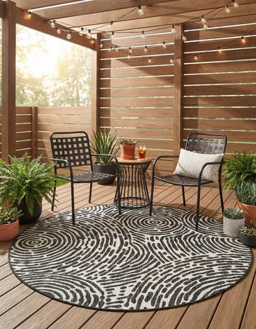 6' x 6' Easy-Clean Modern Indoor / Outdoor Round Rug